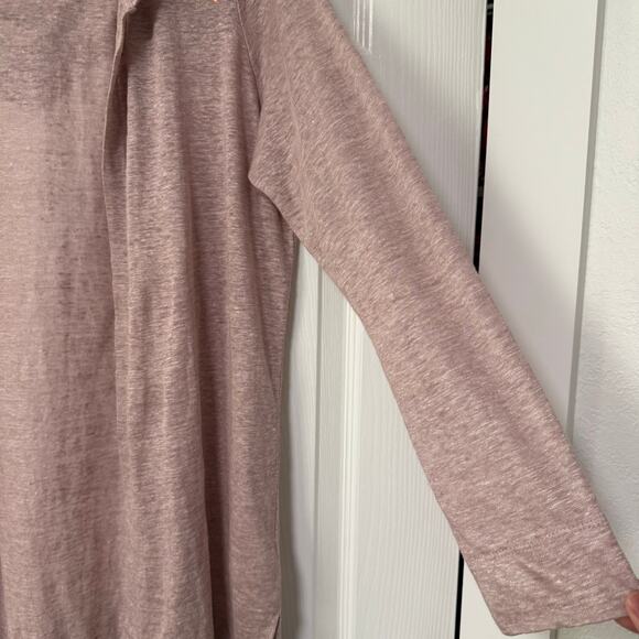 Tahari Women's Mauve100%Linen Hooded Open Front Light Jacket Top Size Large - Picture 5 of 13